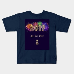 2019 Happy Winter Holiday Fireworks Kids T-Shirt